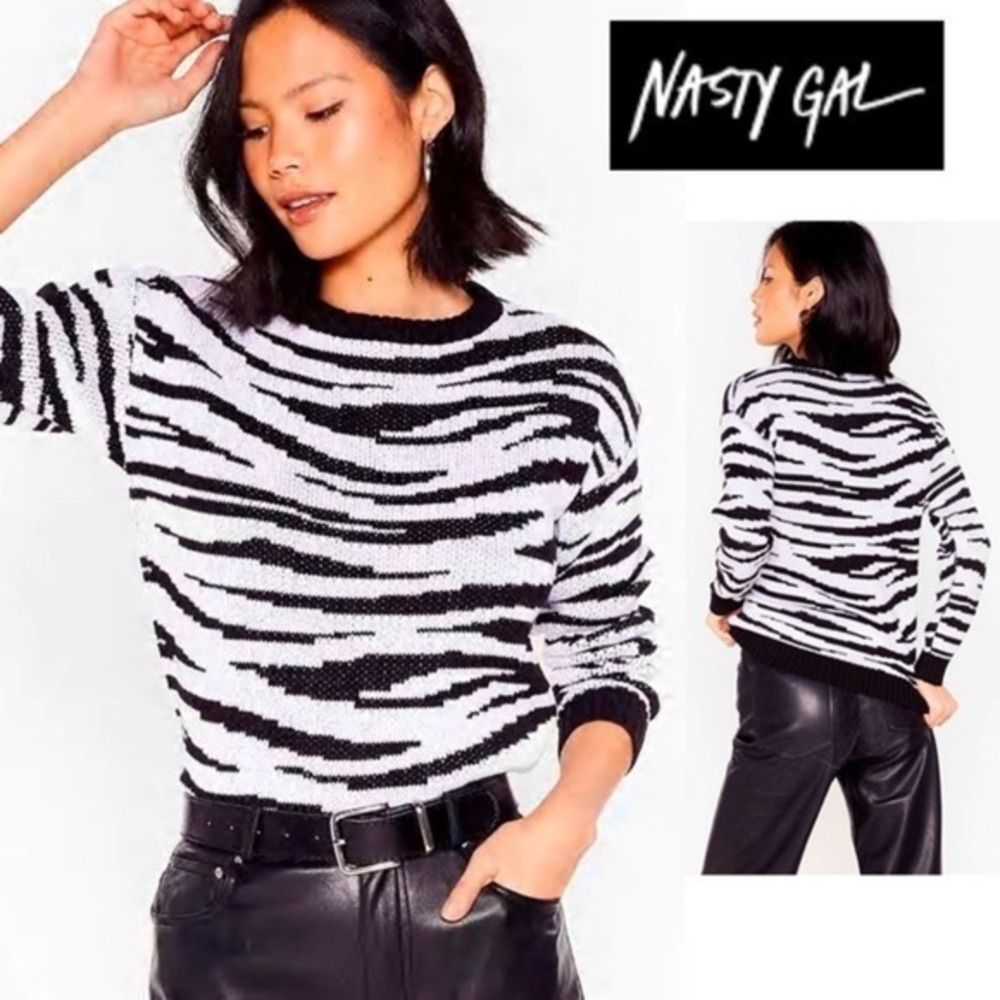 NASTY GAL sweater zebra sweater knit animal print